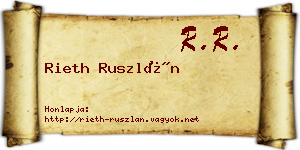Rieth Ruszlán névjegykártya